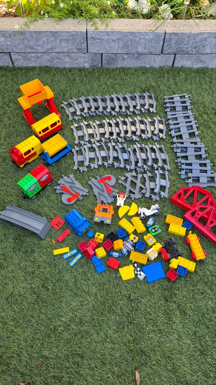 Duplo trein met veel rails en toebehoren, Ophalen of Verzenden, Gebruikt, Inclusief extra onderdelen, Duplo