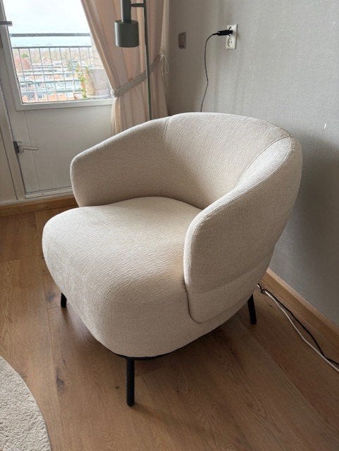 Fauteuil met houten onderstel, Huis en Inrichting, Fauteuils, Ophalen, Alle, 75 tot 100 cm, Zo goed als nieuw