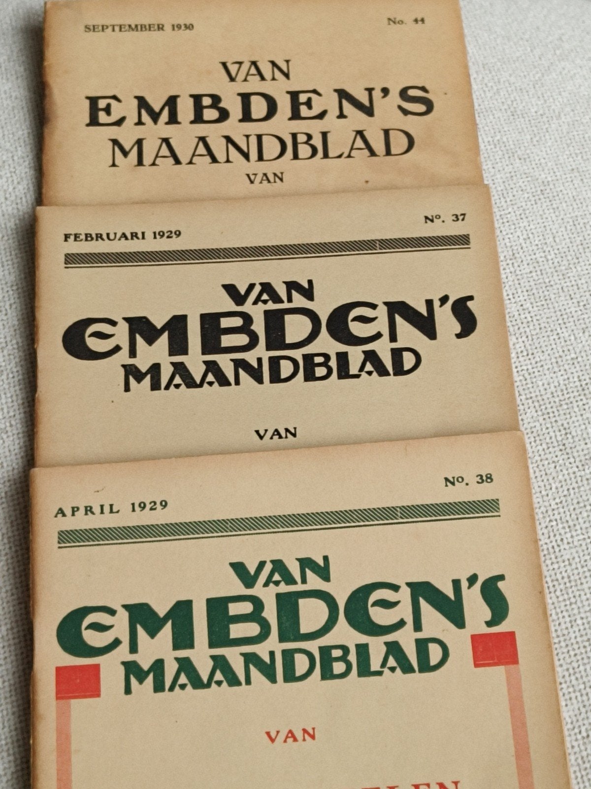 3 X VAN EMBDEN, 1929, 1930, Verzenden