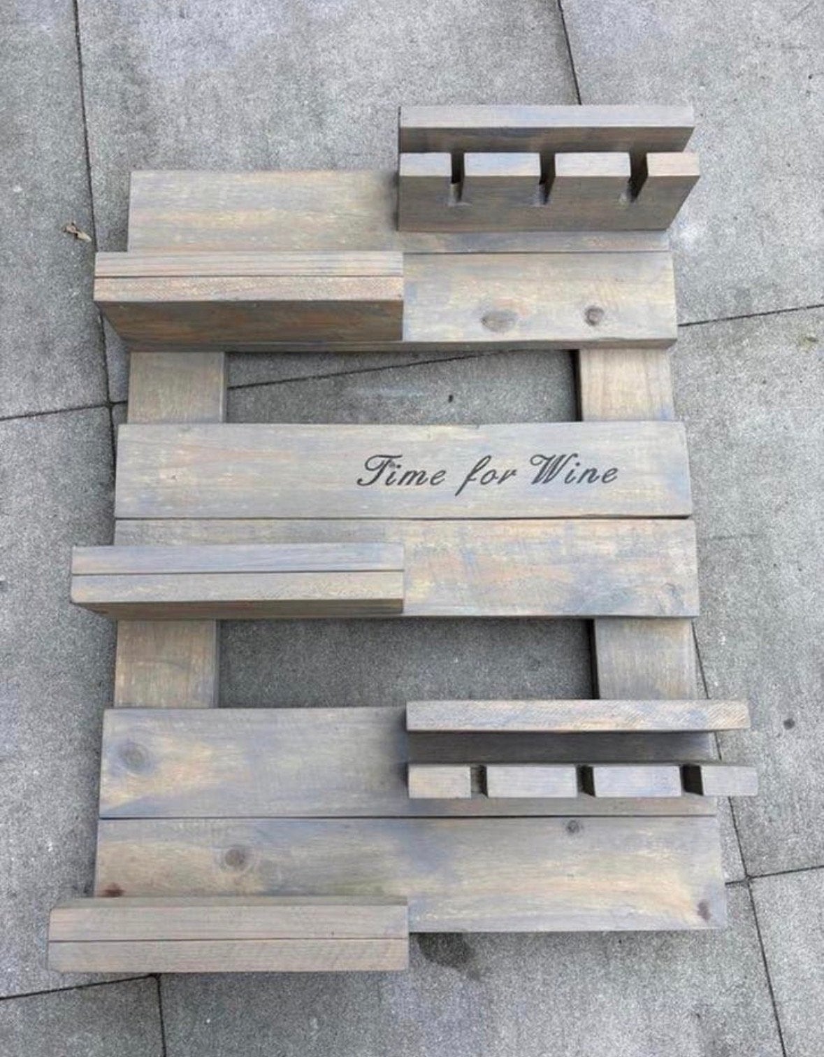 Steigerhout Wijnrek met 'Time for Wine' Tekst, Ophalen of Verzenden, Nieuw, Hout, 5 tot 15 flessen