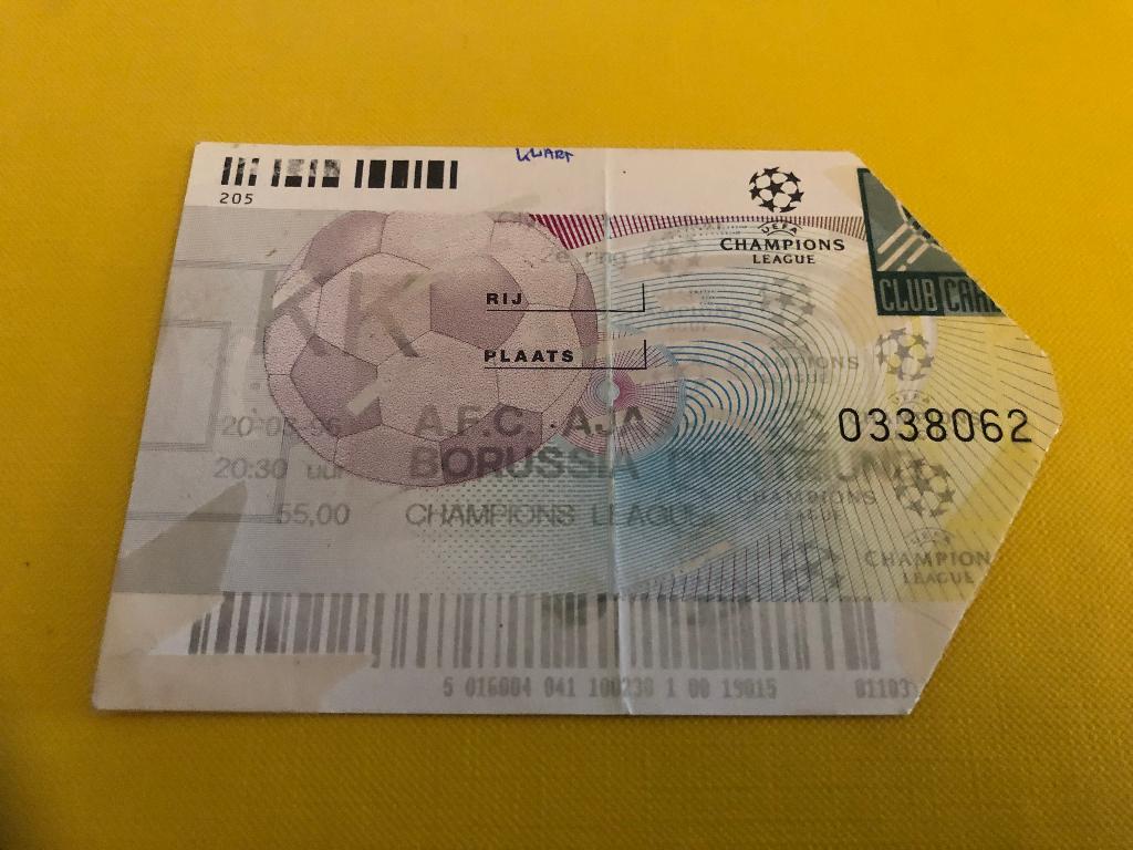 ⚽ Ticket CL Ajax - Borussia Dortmund 1995/1996 ⚽, Verzamelen, Verzenden, Zo goed als nieuw, Ajax, Overige typen