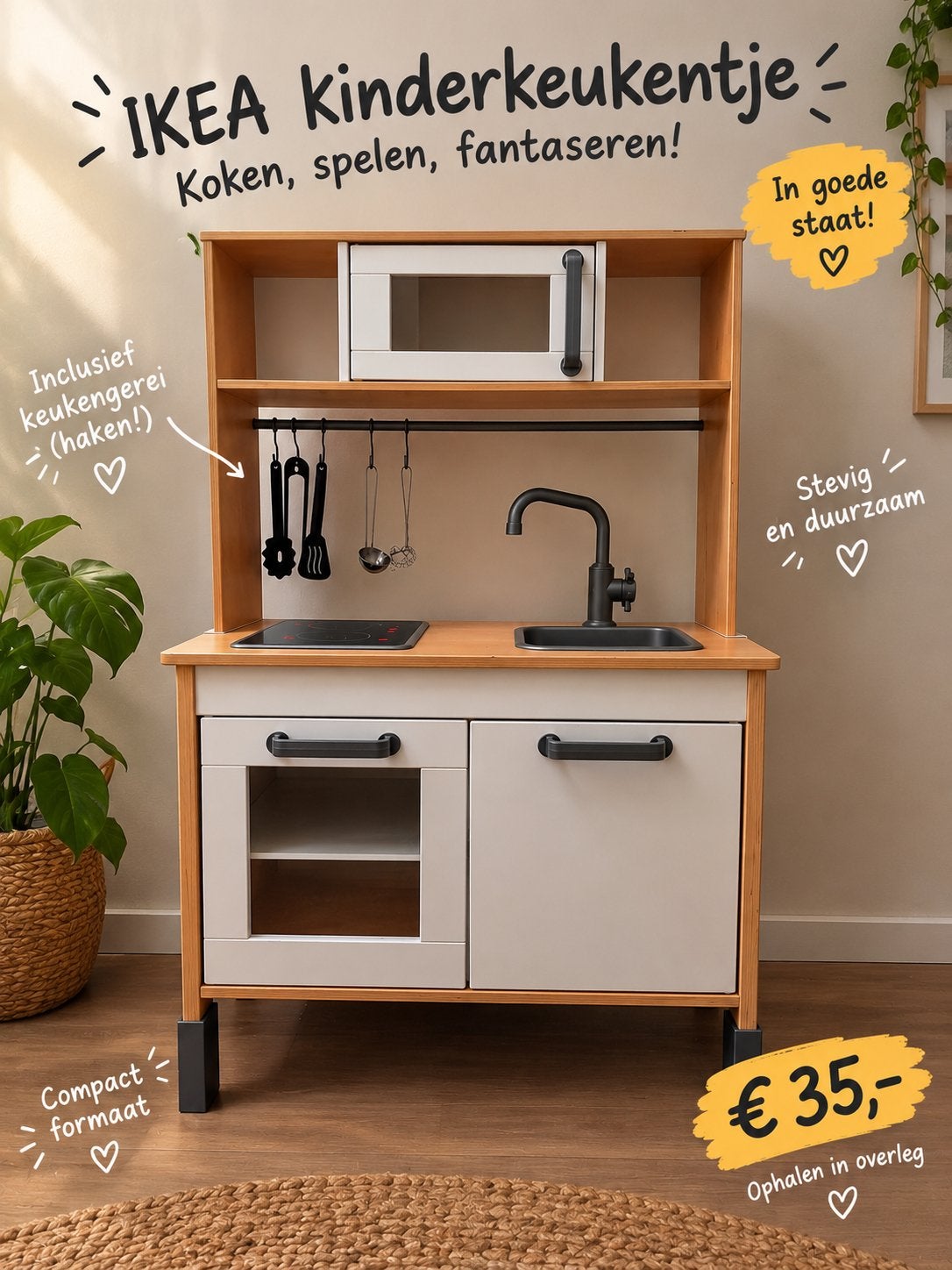 Houten Speelkeuken met Accessoires, Ophalen, Zo goed als nieuw, Hout, Speelkeuken