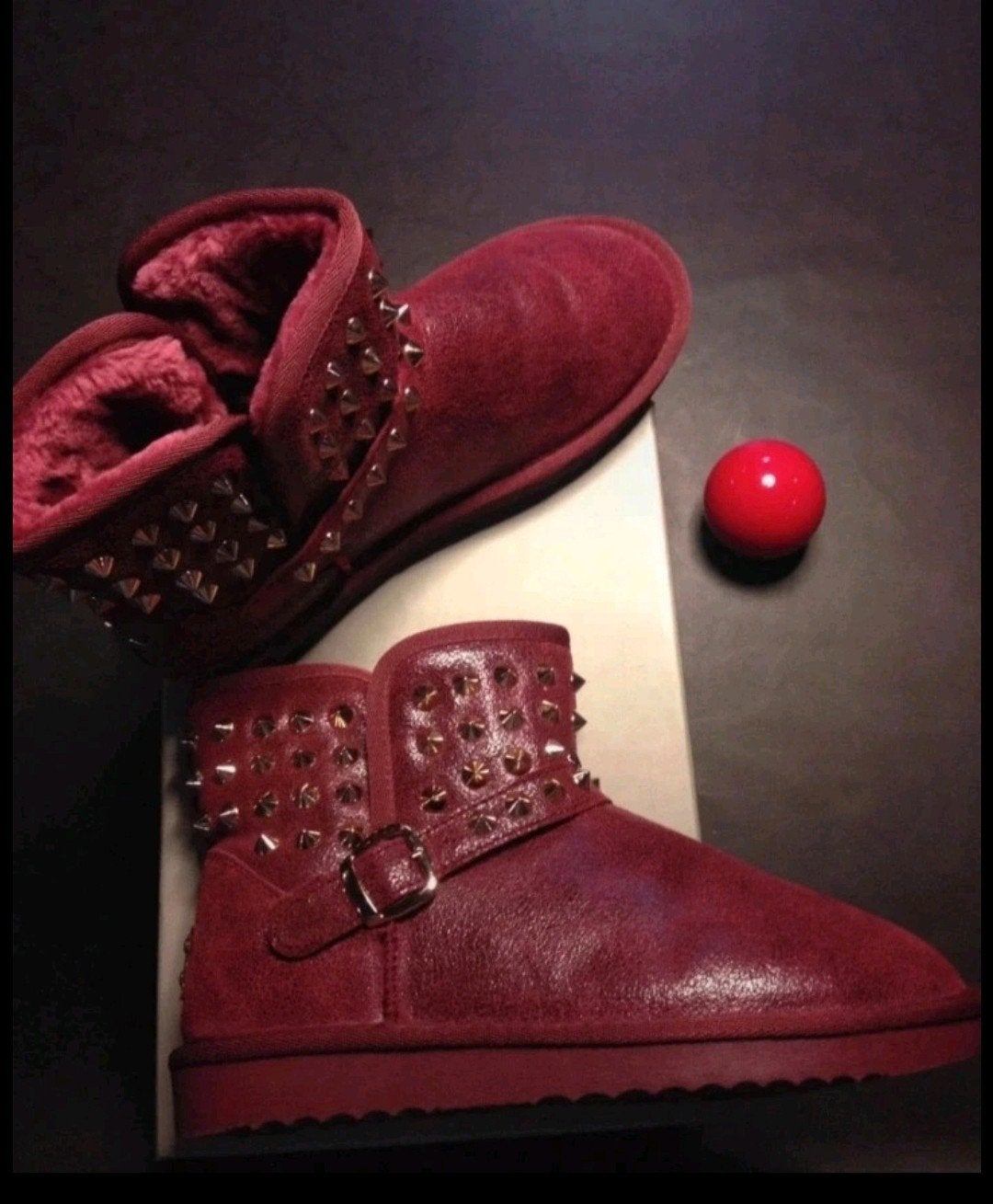Bordeaux nieuw warme enkellaarsjes leer suede bont, maat 40, Lage of Enkellaarzen, Nieuw, Ophalen of Verzenden, Rood
