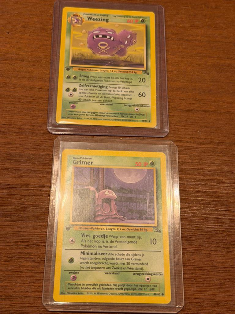 10 Nederlandse 1st Edition Pokémon kaarten Fossil/Jungle, Ophalen of Verzenden, Gebruikt, Meerdere kaarten