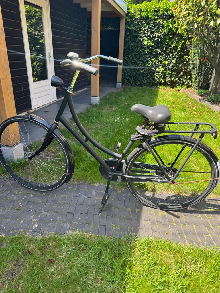 Mannen omafiets met dubbel slot, Fietsen en Brommers, Fietsen | Heren | Herenfietsen, Terugtraprem, Gebruikt, 57 tot 61 cm, Ophalen