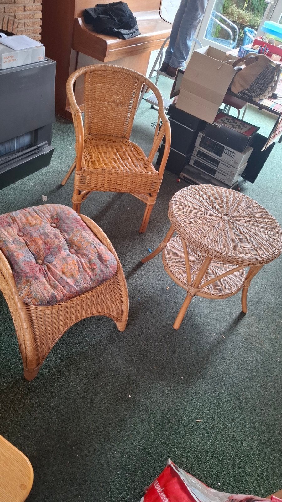Divetse rieten/rotan kleinmeubelen, Huis en Inrichting, Ophalen, Gebruikt, Bruin, Vier