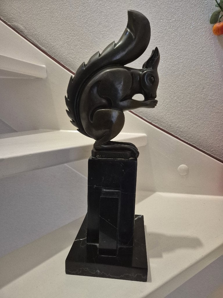Groot bronzen eekhoorn beeld, A. Weinmann, 46cm, 7kg, Art, Ophalen, Brons