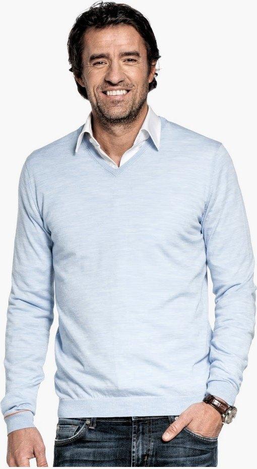 Joe Merino - vhals - M - lichtblauw - nieuwstaat, Kleding | Heren, Truien en Vesten, Maat 52/54 (L), Blauw, Joe Merino, Ophalen of Verzenden