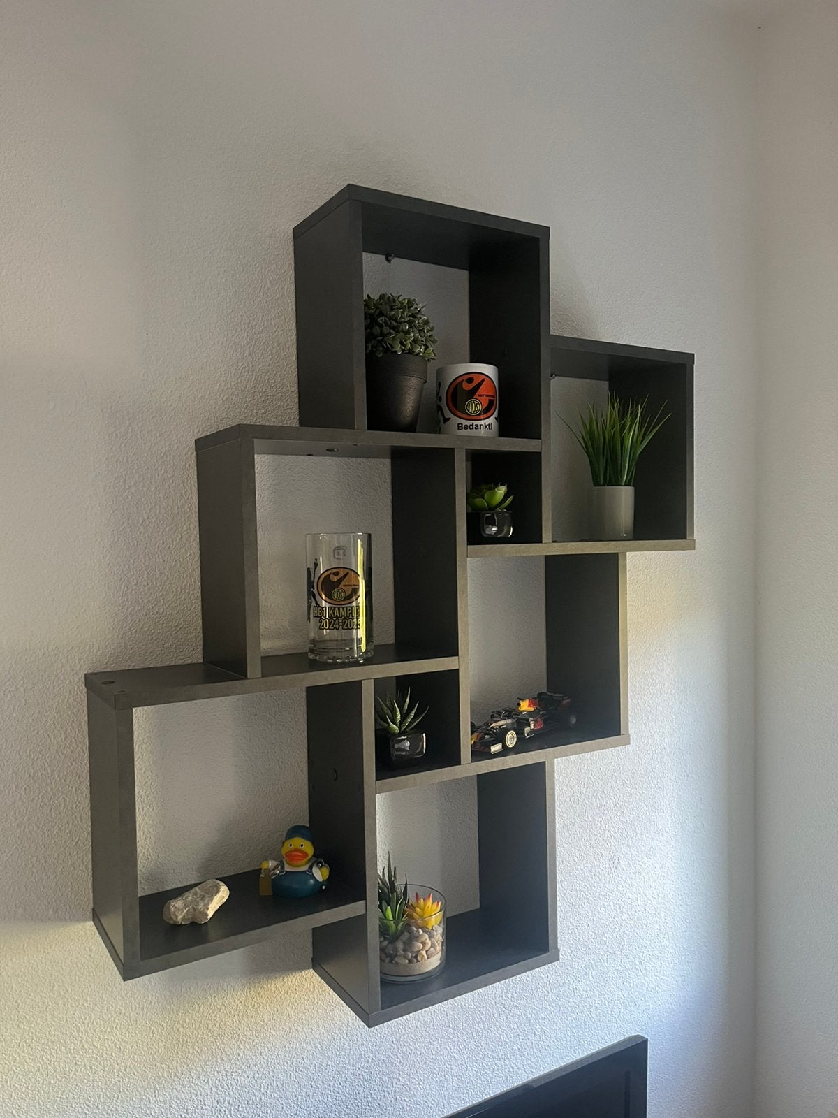 Moderne Wandplank/Boekenkast - Grijs Kubus Design, Ophalen, Zo goed als nieuw