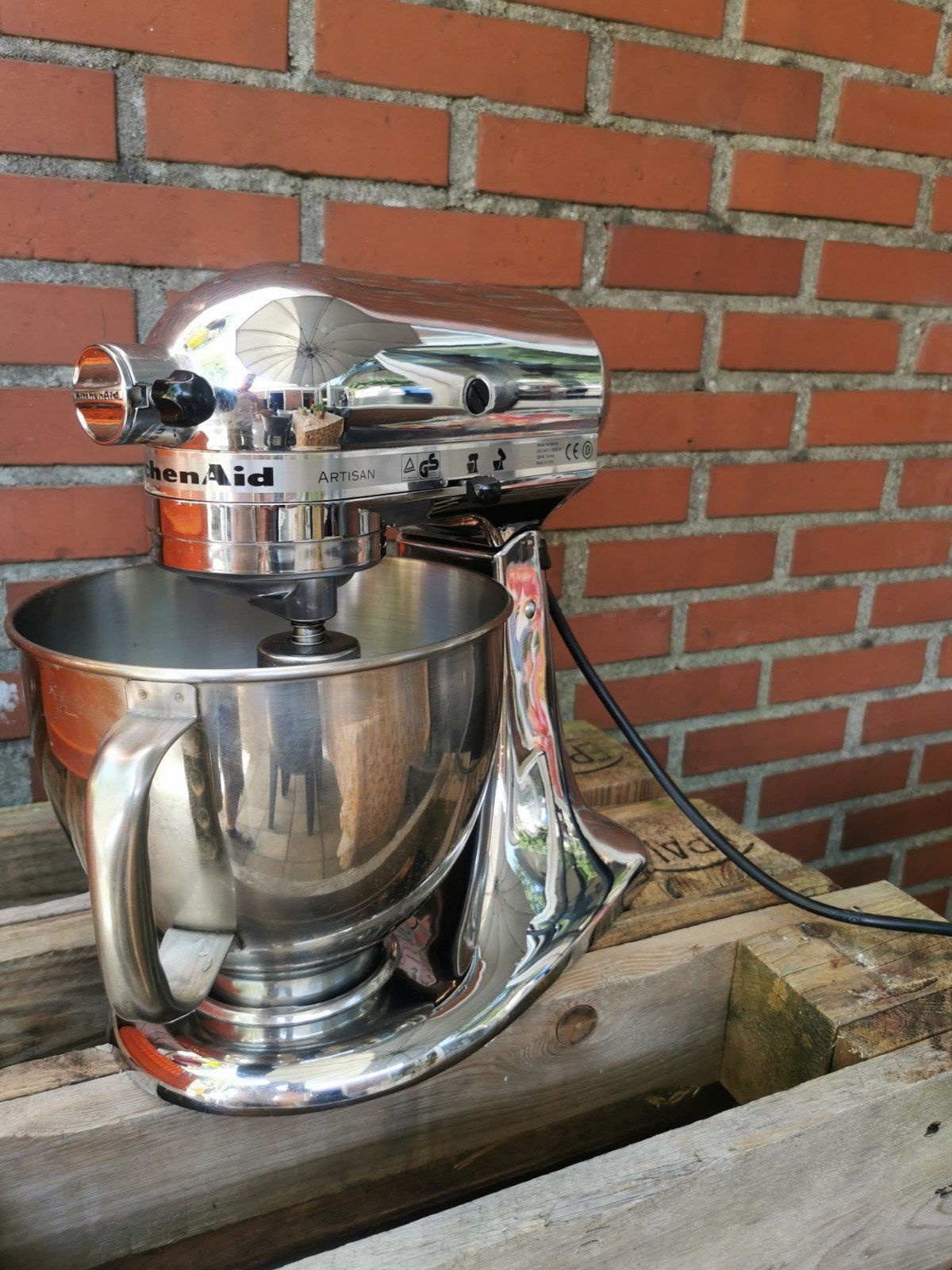 Kitchenaid Artisan Chroom uitvoering, 4 liter of meer, Gebruikt, 3 snelheden of meer, Ophalen of Verzenden