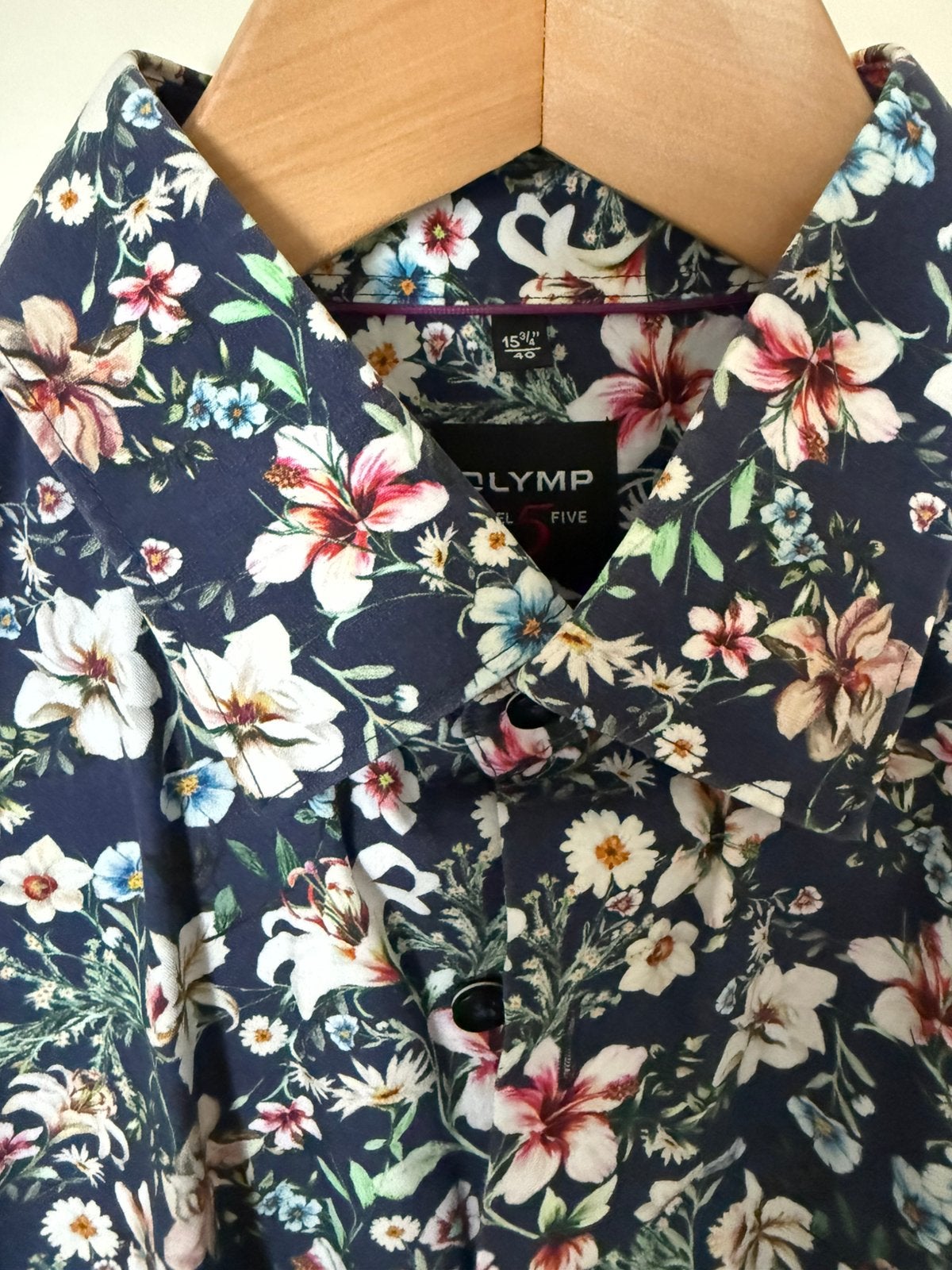 Olymp overhemd mt40 bodyfit strijkvrij, Blauw, Zo goed als nieuw, Olymp, Halswijdte 39/40 (M)