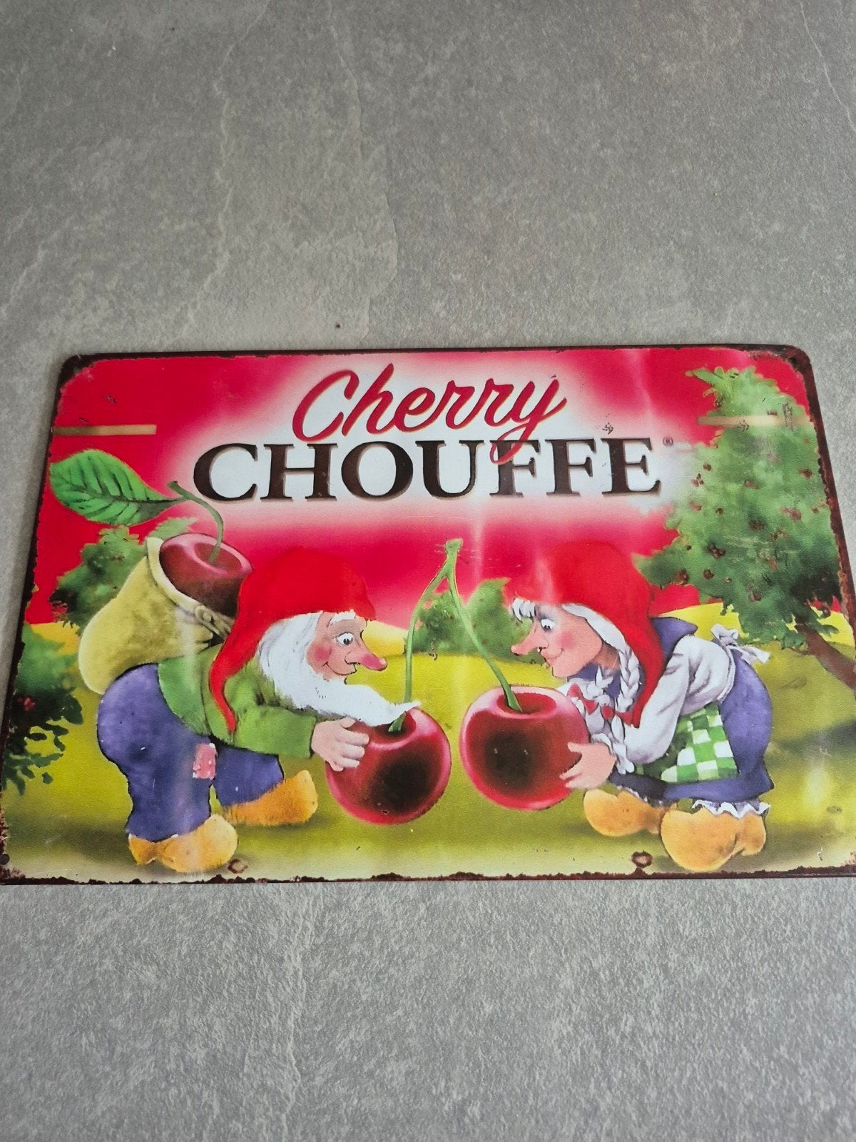 Cherry Chouffe Reclamebord - Kabouter Thema, Ophalen of Verzenden, Zo goed als nieuw