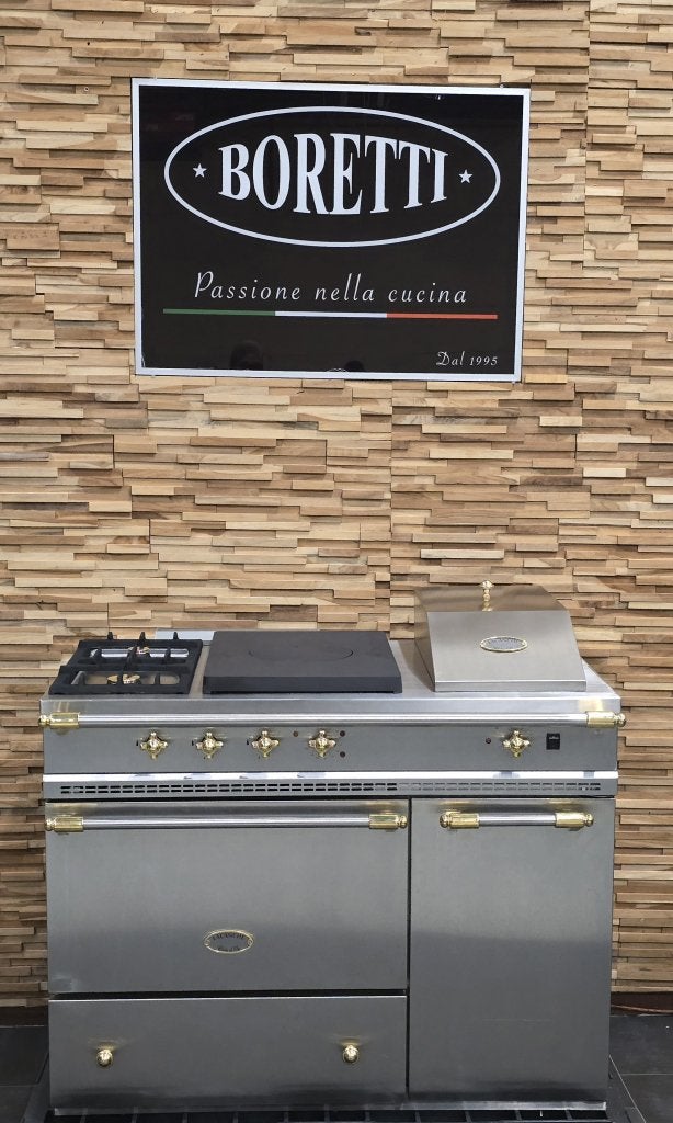 Luxe Fornuis Lacanche 110cm rvs & messing Coupe de Feu, Niet ingevuld, 60 cm of meer, Niet ingevuld, 3 kookzones of minder