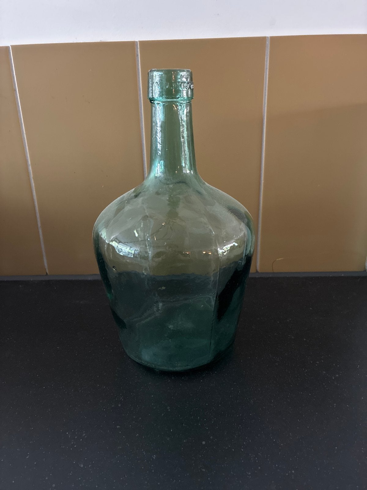 Vintage Groene Glazen Kruik / Vaas, Ophalen of Verzenden