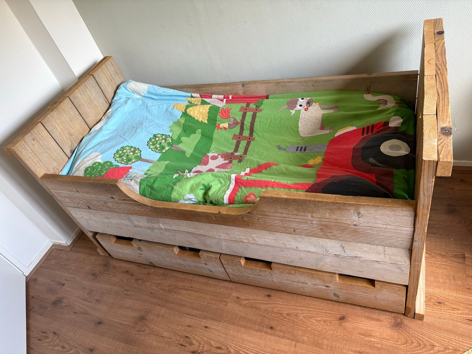 Gratis: Stijgerhouten peuterbed met lades,lattenbodem,matras, Gebruikt, 70 tot 85 cm, 160 tot 180 cm, Ophalen