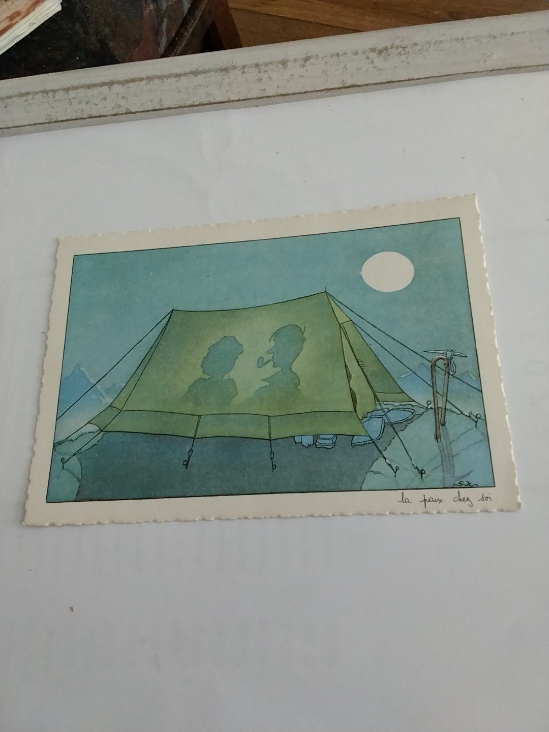 Vintage Ansichtkaart 'La Paix Chez Soi' - Humoristisch, Ophalen of Verzenden, 1940 tot 1960, Gelopen