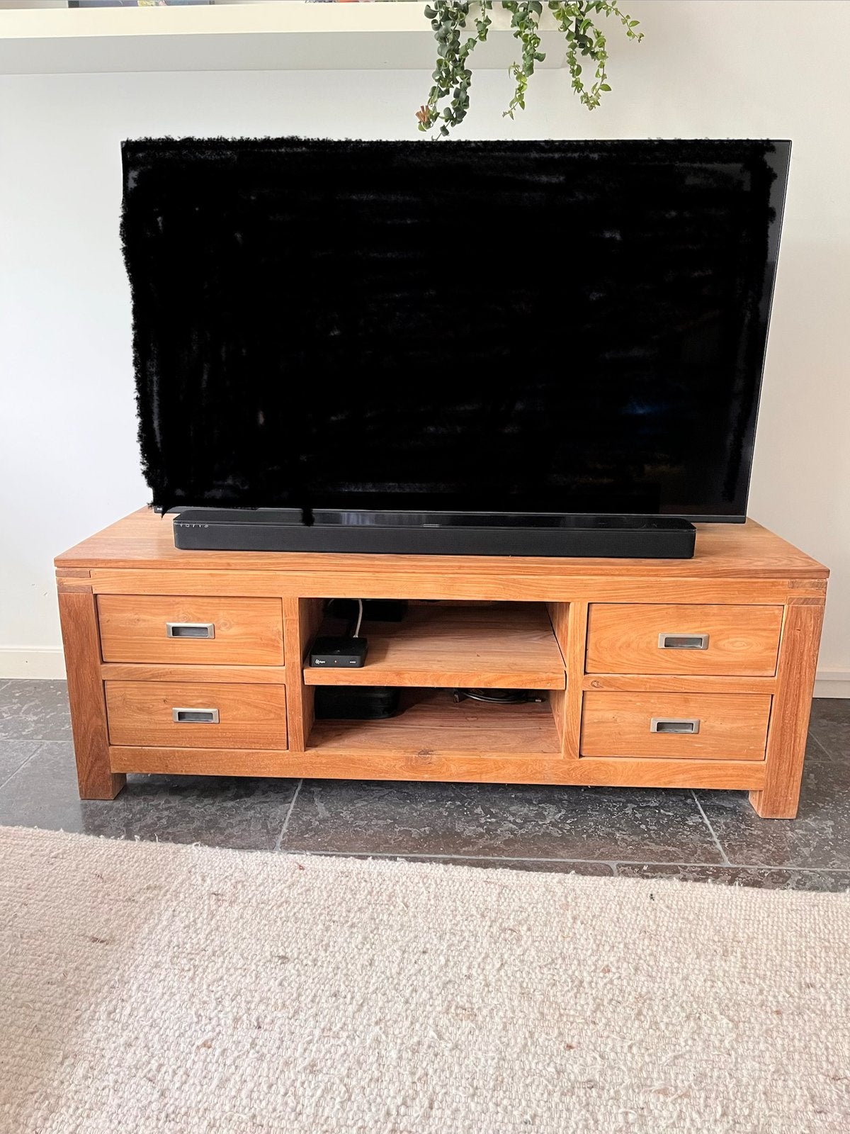 Tv meubel teakhout, Ophalen, Gebruikt, Teakhout, Minder dan 100 cm