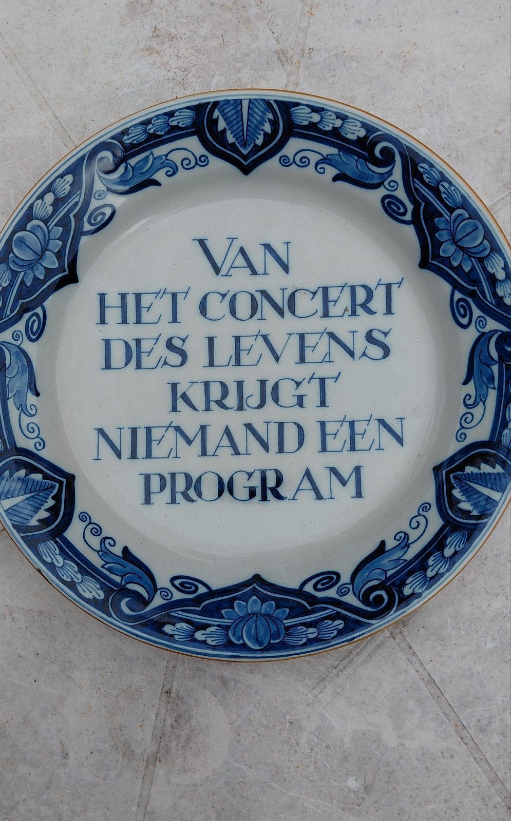 Antiek Delfts Blauw Wandbord - "Concert des Levens", Antiek en Kunst, Ophalen of Verzenden