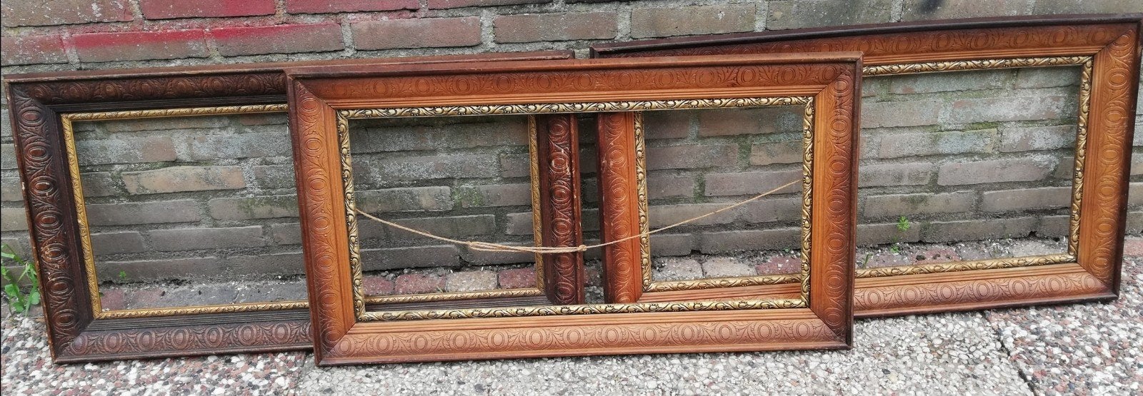 Schilderijlijst. Antiek. 10 stuks. +/- 90/50 cm., Ophalen, Bruin, Gebruikt, Schilderijlijst