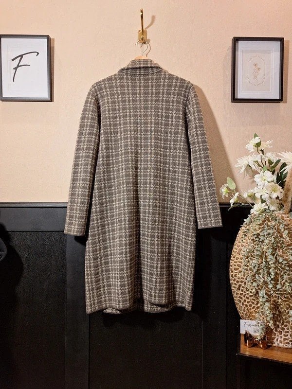 FFC Lange cardigan | Beige, Bruin | 100% wol | M / 38 / 10, Kleding | Dames, Maat 38/40 (M), Fashiontiek, Beige, Ophalen of Verzenden