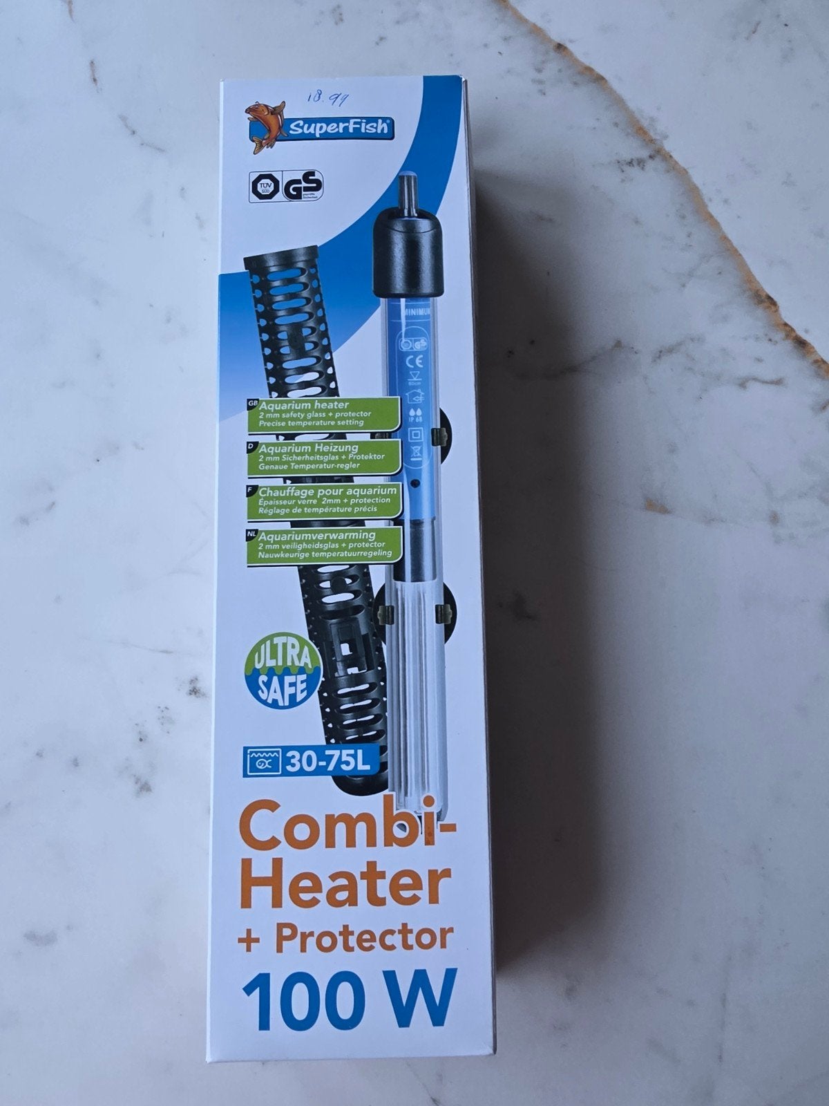 SuperFish combi heater met protector 100W, Dieren en Toebehoren, Ophalen of Verzenden, Nieuw, Verlichting of Verwarming
