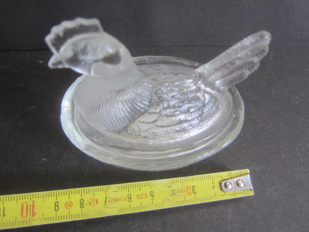glaskunst  glazen kip terrine HEEL KLEIN    8 cm., Antiek en Kunst, Antiek | Glas en Kristal, Ophalen of Verzenden