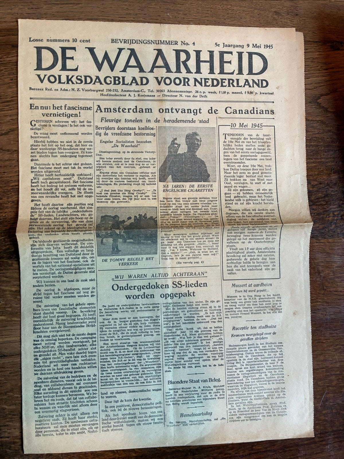 De Waarheid Volksdagblad 9 Mei 1945 - Bevrijdingsnummer, Ophalen of Verzenden, Gelezen, Krant