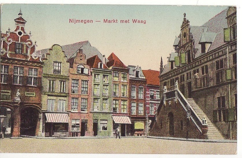 Nijmegen Markt met Waag ca. 1920., Ophalen, Voor 1920, Gelopen, Gelderland