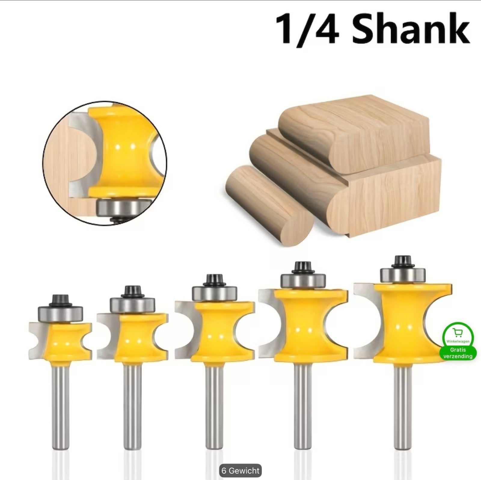 Set van 5 Torus/Hoekradius Frezen met Zijkant Radius, Ophalen of Verzenden, Nieuw, Bovenfrees