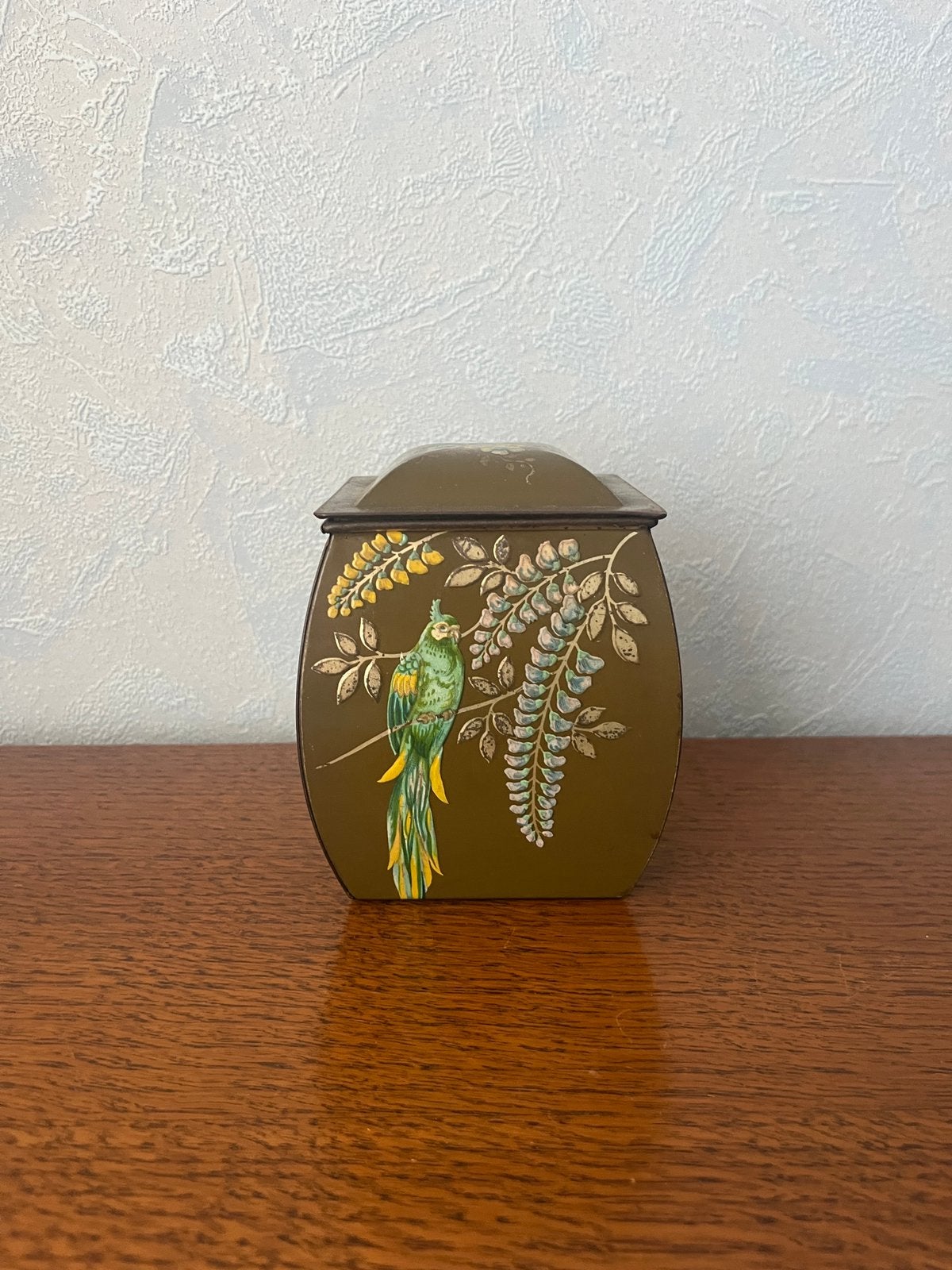 Bewaarblik met een vogel- en bloemendesign, Ophalen of Verzenden, Zo goed als nieuw, Overige