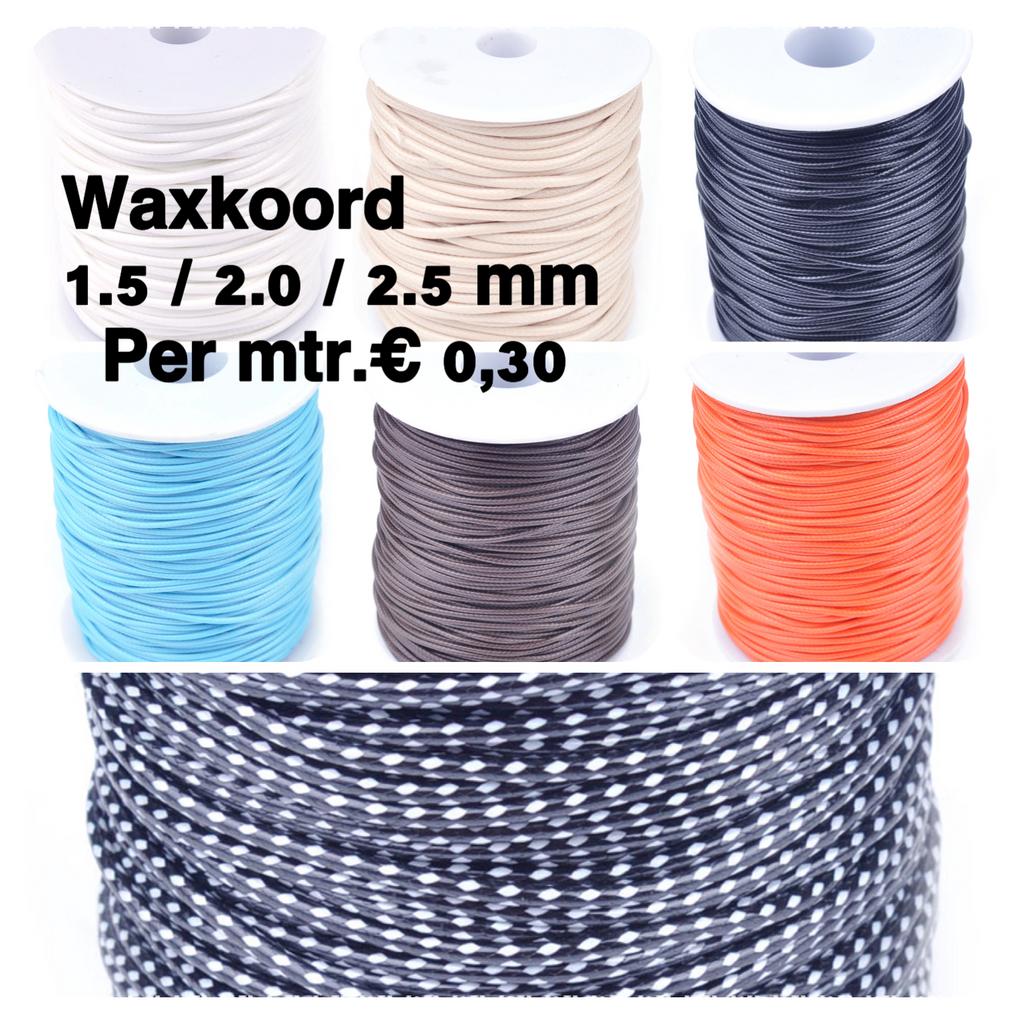 Waxkoord 1.5 / 2.0 / 2.5 mm voor sieraden per meter, Ophalen of Verzenden, Nieuw, Draad