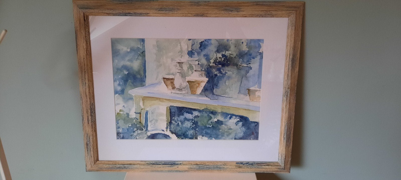 Sfeervol Aquarel Stilleven in Blauwtinten, Ingelijst, Ophalen of Verzenden