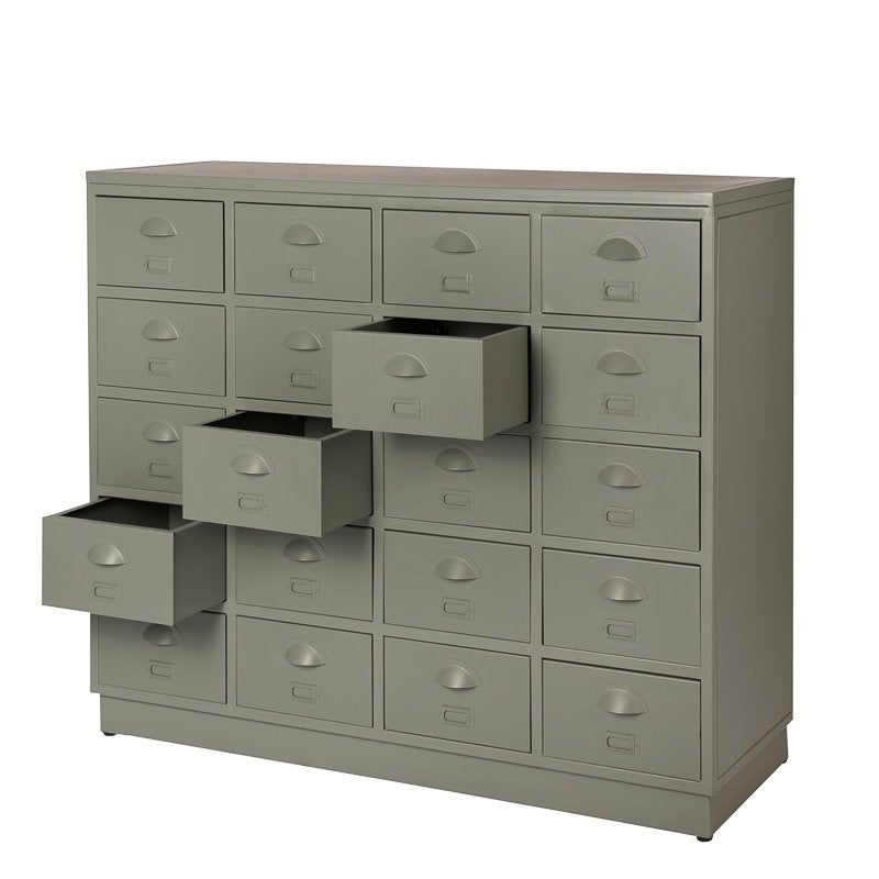 Refurbished Apothekerkast Vintage Ladekast Grijs SHOWROOM, Huis en Inrichting, Info@dehanzeherten.nl, 5 laden of meer, Nieuw, Ophalen of Verzenden