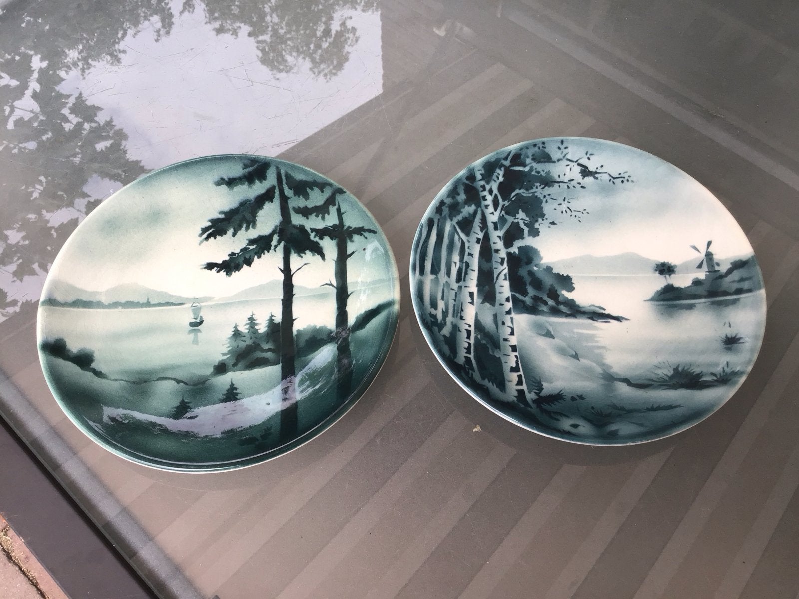 2 Petrus Regout Maastricht wandborden, 18 cm, landschap, Antiek en Kunst, Ophalen of Verzenden