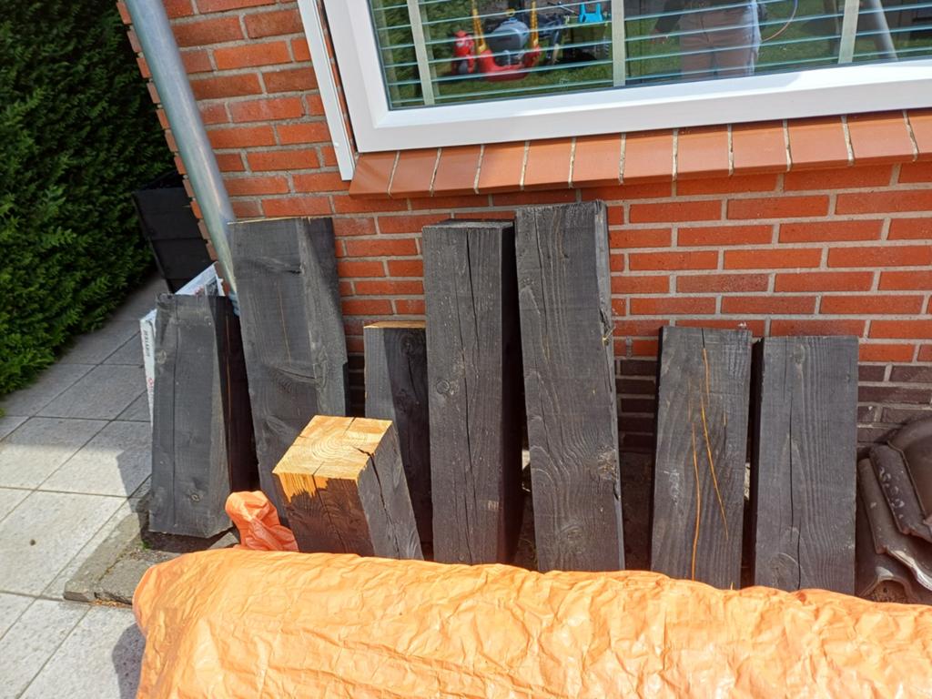 Restant douglas palen 20x20 zwart, Doe-het-zelf en Verbouw, Hout en Planken, Nieuw, 50 mm of meer, Balk, Ophalen