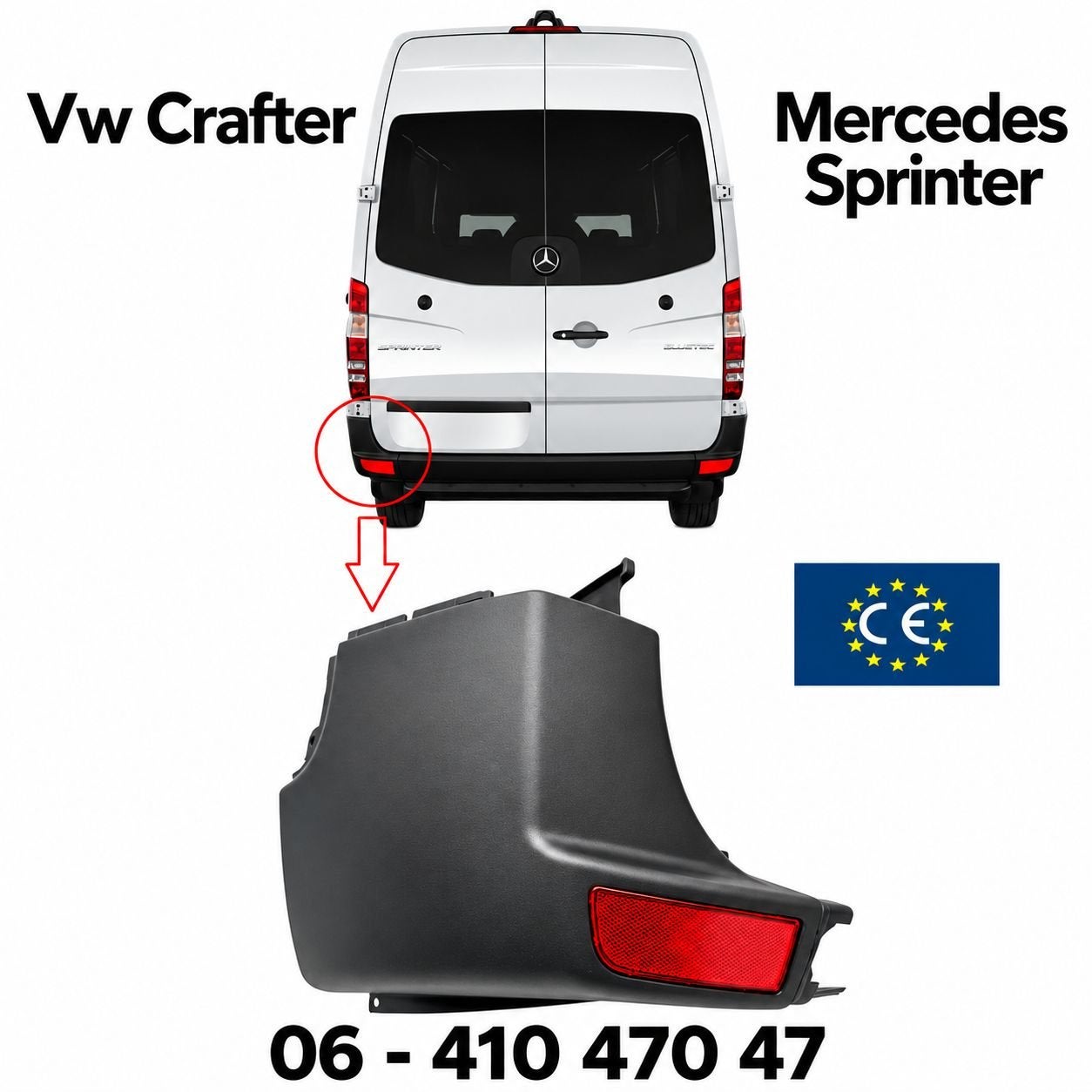 VW Crafter hoekbumper Mercedes Sprinter bumper achterbumper, -, -, Nieuw, Ophalen of Verzenden