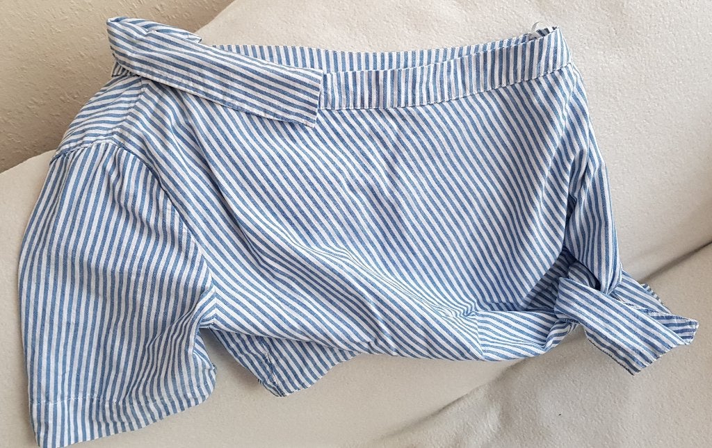 Zara cropped blouse topje maat L blauw wit strepen blousen, Kleding | Dames, Zara, Maat 42/44 (L), Zo goed als nieuw, Verzenden
