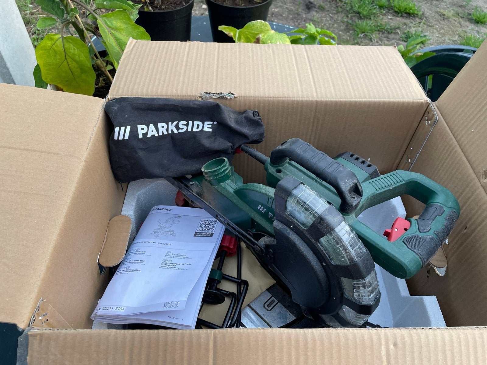 Parkside PKS 1500 C4 Afkortzaag/Verstekzaag, 70 mm of meer, Ophalen of Verzenden, Zo goed als nieuw, Afkortzaag