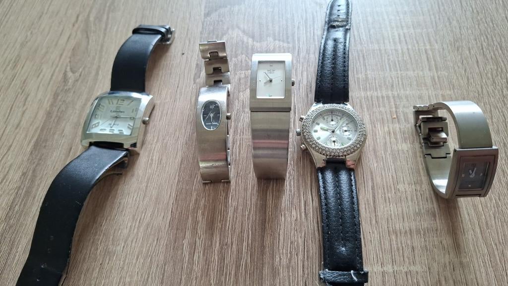 5 horloges, voor de liefhebber, Overige merken, Staal, Polshorloge, Ophalen of Verzenden