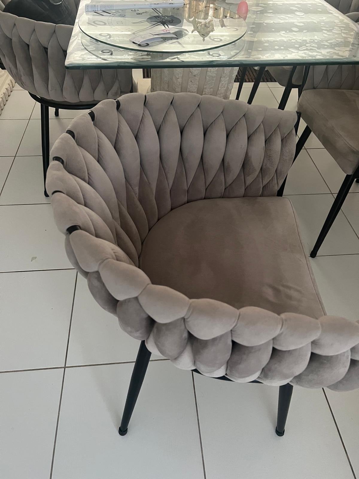 Taupe wave eetkamerstoelen 6 stuks, Huis en Inrichting, Stoelen, Ophalen, Overige kleuren, Zo goed als nieuw, Eén