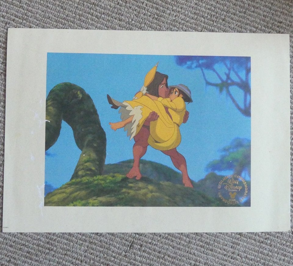 Walt Disney litho print Tarzan film 2000, Verzamelen, Disney, Ophalen of Verzenden, Overige figuren, Gebruikt, Plaatje of Poster