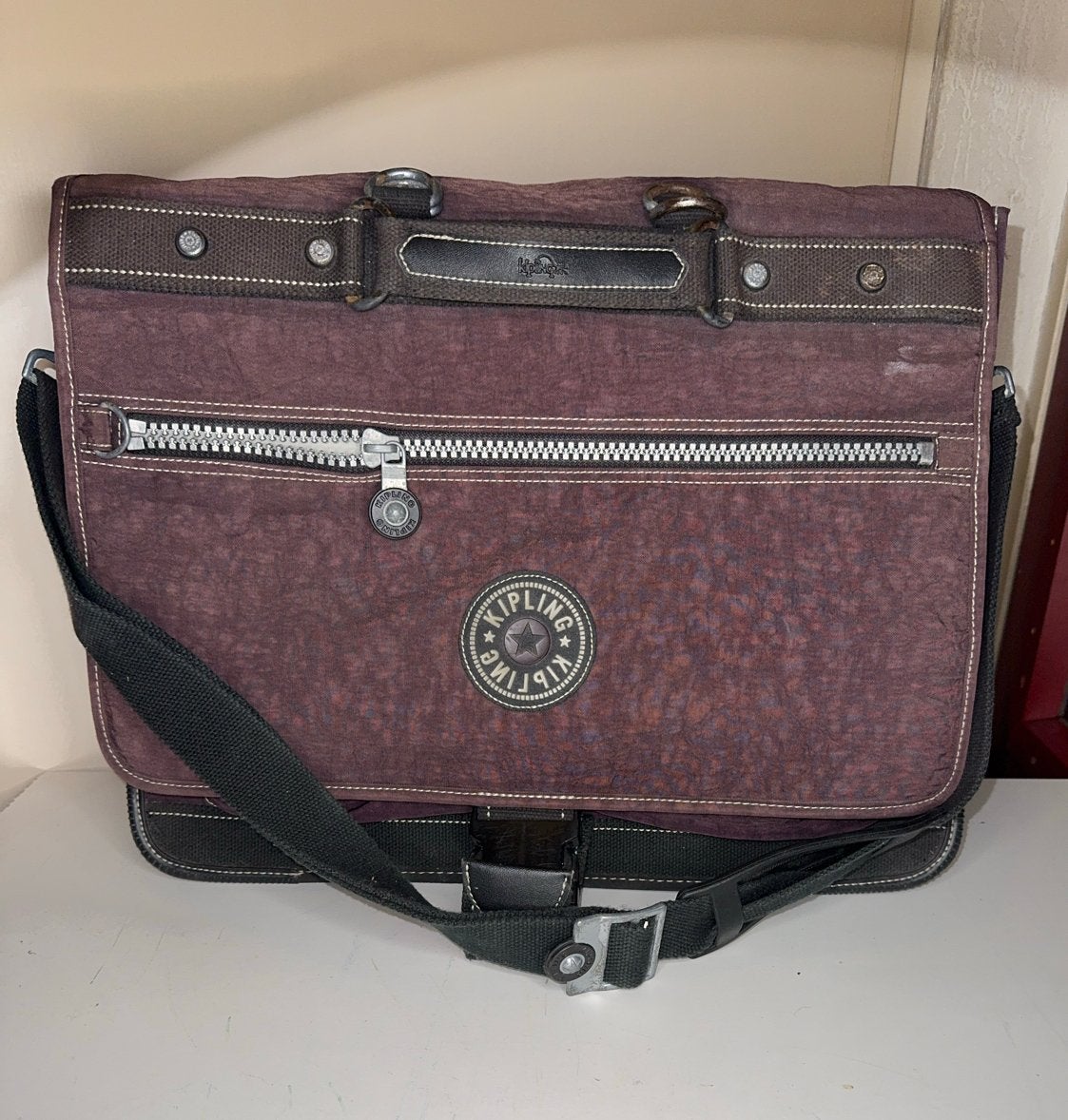 Kipling Schoudertas - Paars/Bruin - Gebruikt, Ophalen of Verzenden, Gebruikt, Paars