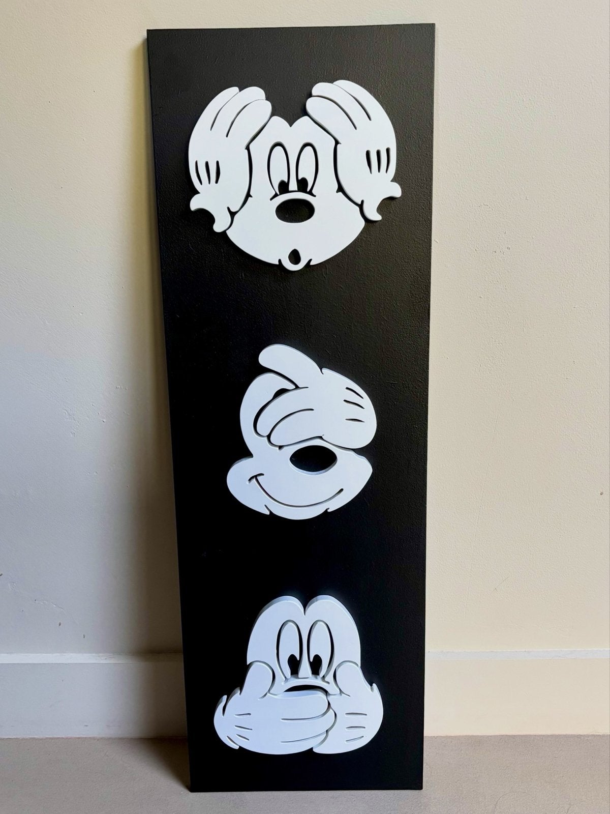 Uniek MDF Mickey Horen Zien Zwijgen - Met/Zonder Lijst, Hout, Meerkleurig, Nieuw, Ophalen of Verzenden
