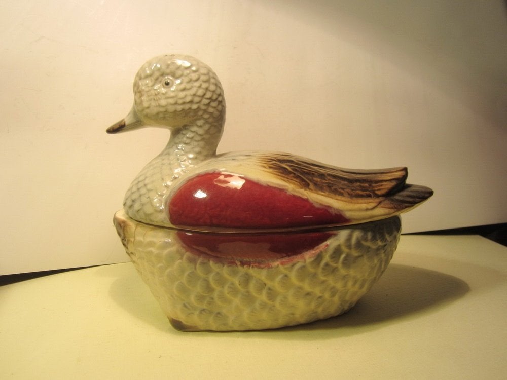 Vintage Michel CAUGANT eend terrine, patépot keramiek, Antiek en Kunst, Ophalen of Verzenden
