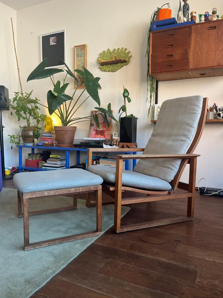 Mid century modern stoel en ottoman borge morgenson, Ophalen
