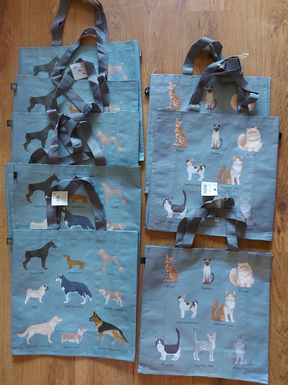 8 boodschappentassen met honden- of kattenprint, Ophalen of Verzenden, Nieuw