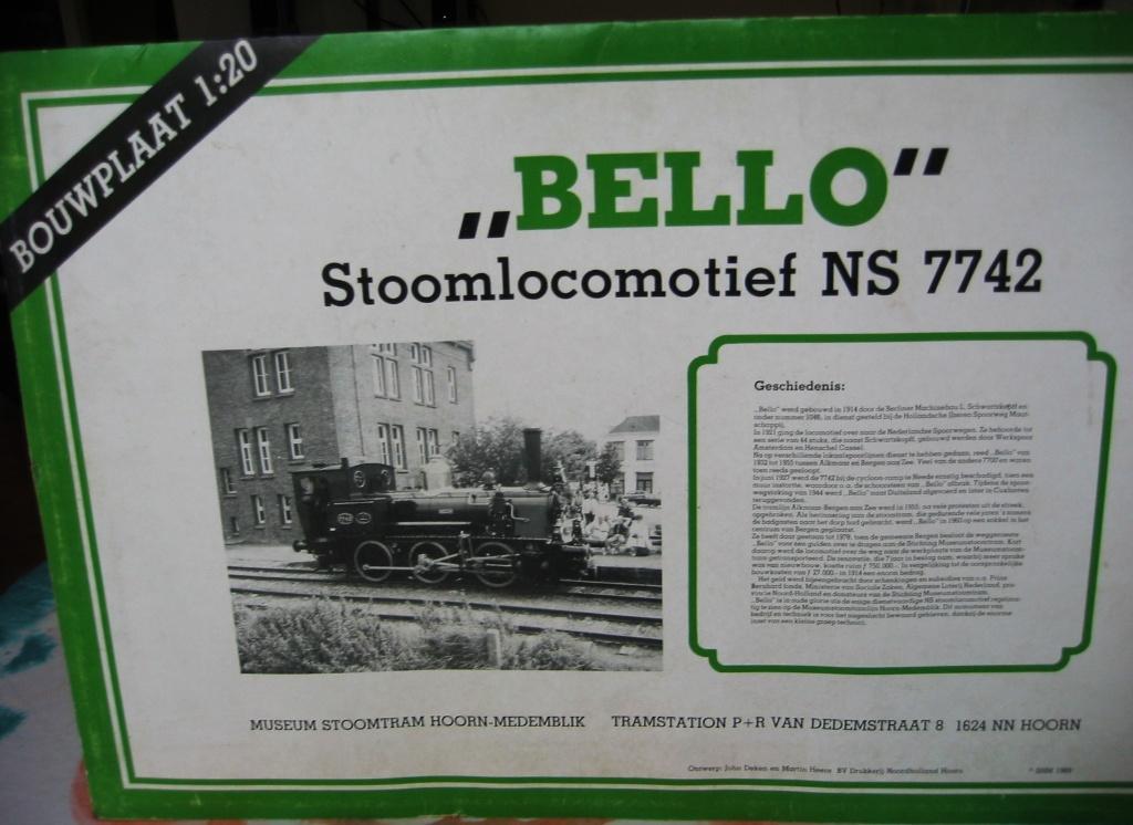 Vintage bouwplaat Bello stoomlocomotief NS 7742 jaar 1989, Overige merken, 1:50 of kleiner, Overige typen, Nieuw