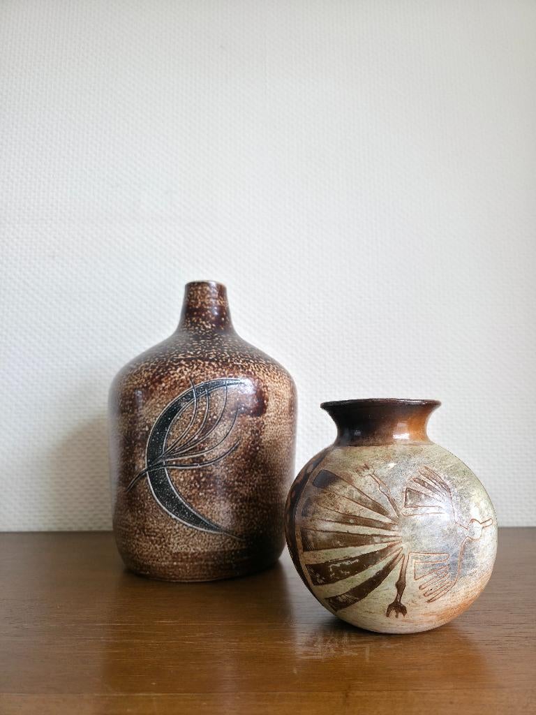 Set van 2 vintage keramieken vazen, Antiek en Kunst, Antiek | Vazen, Ophalen of Verzenden