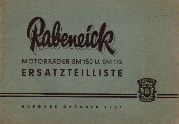 Rabeneick SM150 SM175 Ersatzteilliste 1951 (4457z), Verzenden, Overige merken