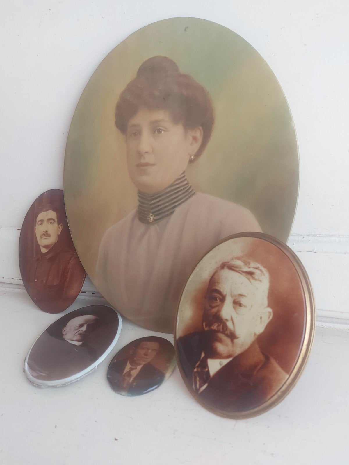 6 stuks antieke graf portretten ., Antiek en Kunst, Curiosa en Brocante, Ophalen of Verzenden
